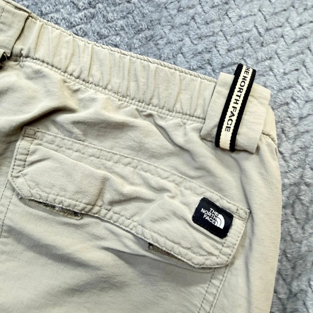 The North‎ Face Cargo Shorts Mens Large Tan Nylon Hiking Belted Utility Pockets